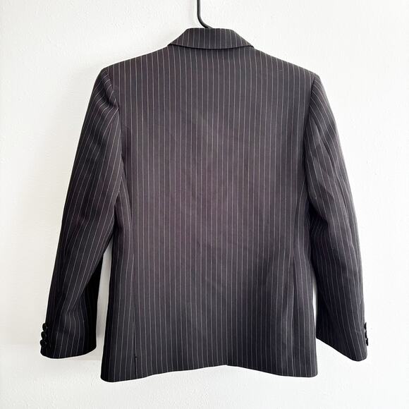Perry Ellis Portfolio Boys Sz 12 Pinstripe Black Suit Jacket 3 Button Blazer - Picture 2 of 13